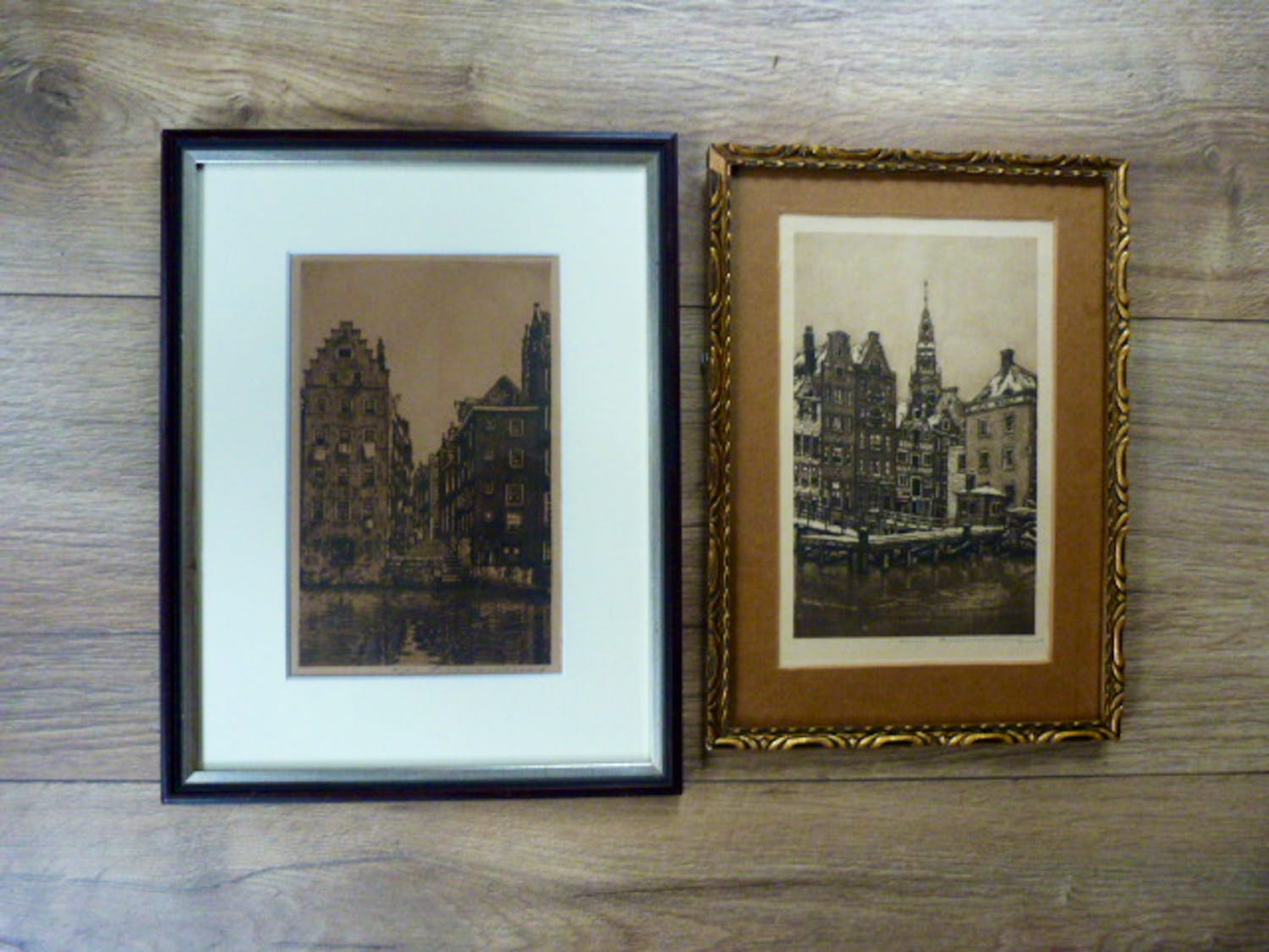 Cornelis Brandenburg - Twee etsen van de Etser van de Amsterdamse grachten. verkocht voor € 79!