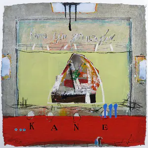 Kantcho Kanev - Zeefdruk en collage op geschept papier, Kane - Ingelijst (Zeer groot) kopen? Bied vanaf 50!