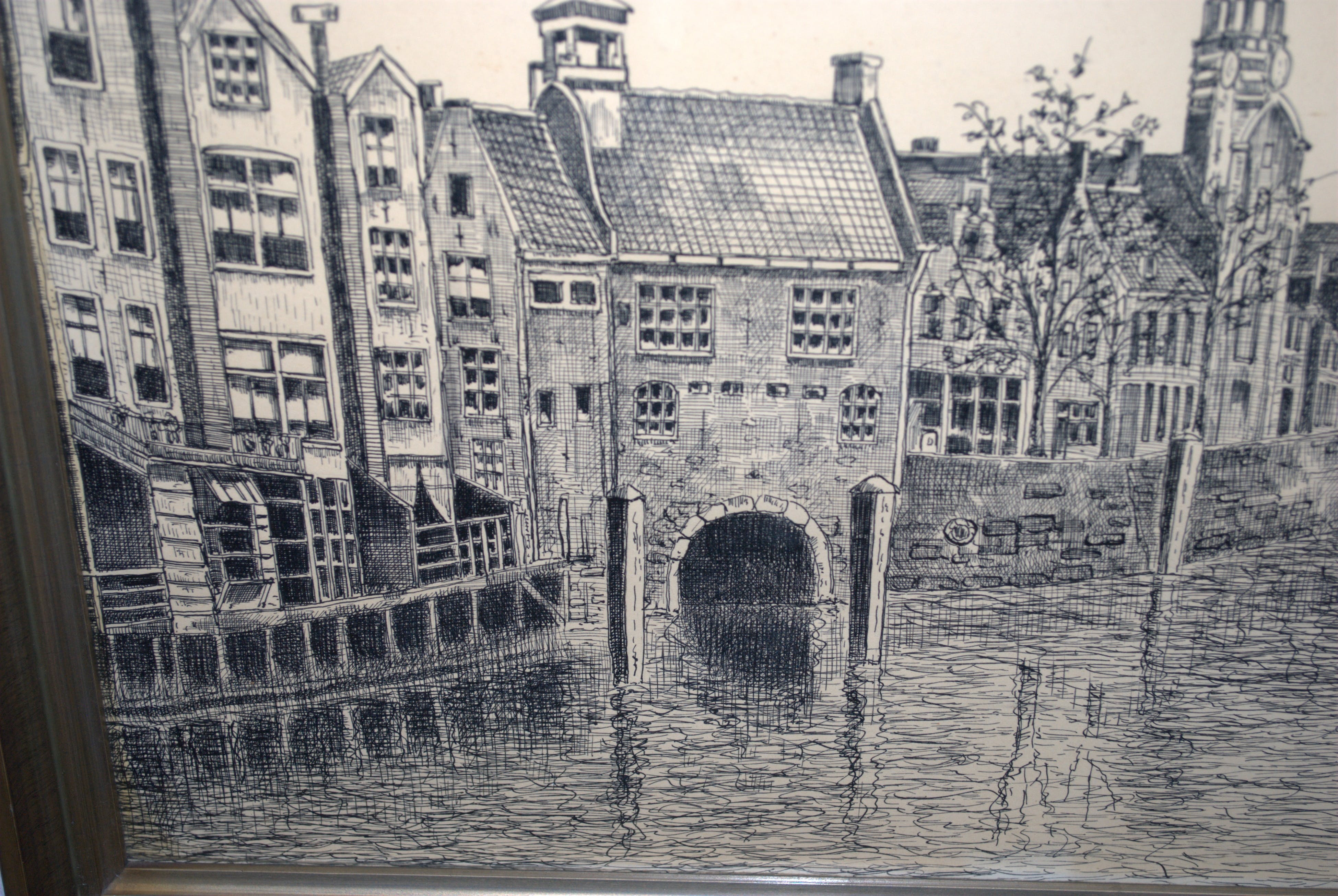 Niet of onleesbaar gesigneerd - pentekening historisch Delfshaven 1955 kopen? Bied vanaf 1!
