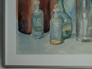 Henk Lit - Aquarel, “Stilleven met flessen” - gesigneerd & ingelijst – ca 1970 kopen? Bied vanaf 40!