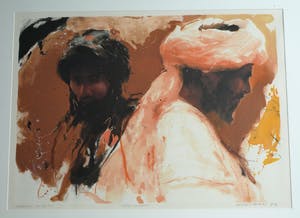 Wil van der Laan - Ingelijste zeefdruk , Deux Arabes – 1994 - groot kopen? Bied vanaf 50!