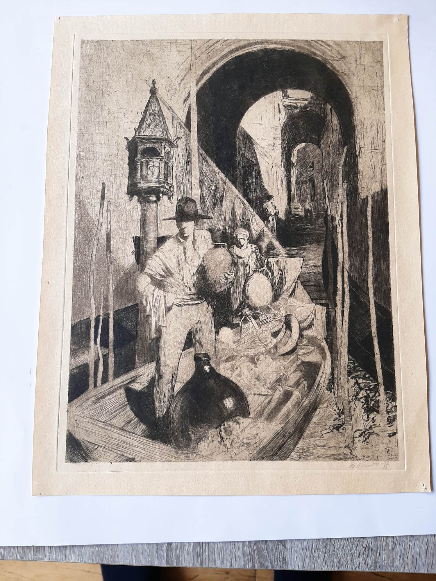 Adriaan van 't Hoff - Ets en aquatint, Verkoper in Venetië uit 1938 kaufen? Bieten Sie von 20!