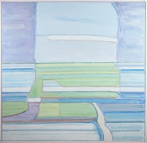 Paul Overhaus - Acryl op doek, Land, water en lucht I - Ingelijst (Groot) kopen? Bied vanaf 1!