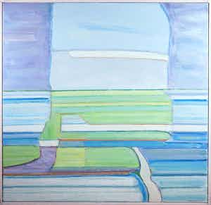 Paul Overhaus - Acryl op doek, Land, water en lucht I - Ingelijst (Groot) verkocht voor € 1!