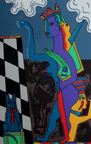 Cecile de Bruijn - ingelijste zeefdruk: Le chat d 'Arnold Schoenberg - 1993 kopen? Bied vanaf 40!