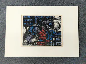 Buy Louis Schanker - Amerika 1952 - grote linosnede "Circle Image No. 25" potloodgesigneerd? Bid from 82!