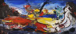 Henk Eikenaar - Olieverf op doek, Abstracte compositie - Ingelijst (Groot) kopen? Bied vanaf 250!