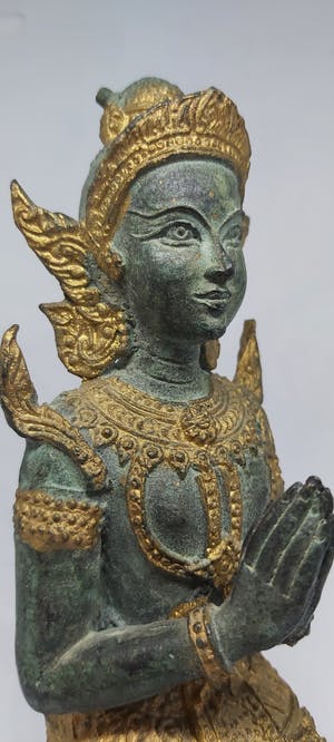 Brons (Onbekend) - Thep Phanom vrouwelijk - Gepatineerd brons, Verguld - rond 1965 kopen? Bied vanaf 85!