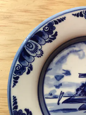 Amstelhoek - delfts blauw bordje 12,5 cm handwerk door Elesva Amsterdam kopen? Bied vanaf 1!