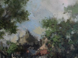 Theodorus van Oorschot - Olieverf op doek , Brabants landschap met boerin – ingelijst – 78 x 98 cm kopen? Bied vanaf 200!