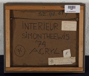 Simon Theewis - interieur - 1975 - acrylverf op hardboard - BKR Zaanstad kopen? Bied vanaf 20!