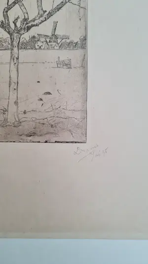 Pieter Dupont - Handgesigneerd - Boom in landschap met dorp- 1895 kopen? Bied vanaf 110!
