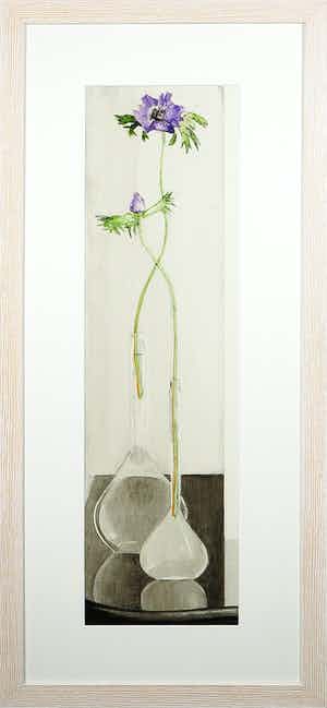 Ina van Toor - Gemengde techniek op karton, Groeiend paars - Ingelijst (Groot) verkocht voor € 1!