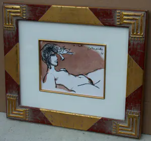 Corneille - Ingelijste inkttekening/aquarel op papier: La chatte - 1998(nette lijst) kopen? Bied vanaf 1295!