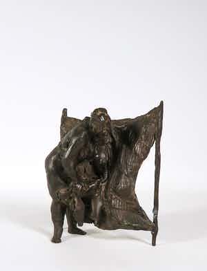 Hans Bayens - Speelse strandscène in brons verkocht voor € 1000!