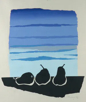 Wally Elenbaas - Zeefdruk, Drie peren - Ingelijst kopen? Bied vanaf 1!