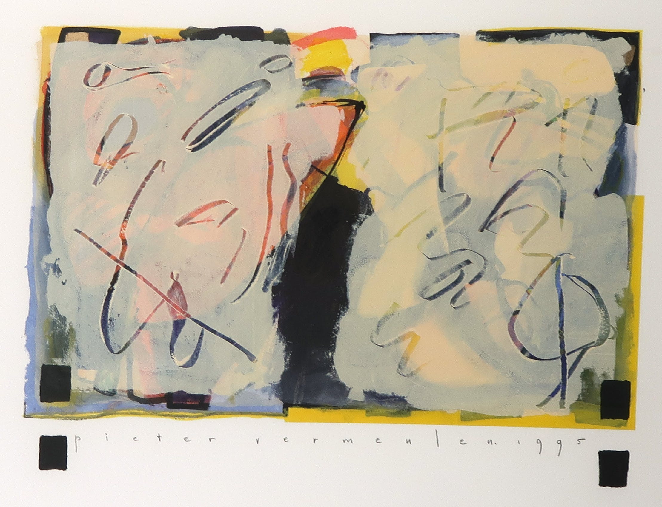 Pieter Vermeulen - Gemengde techniek op papier, Zonder titel - Ingelijst kopen? Bied vanaf 1!