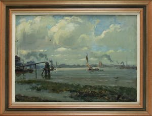 Daniel Muhlhaus - Riviergezicht met boten kopen? Bied vanaf 275!