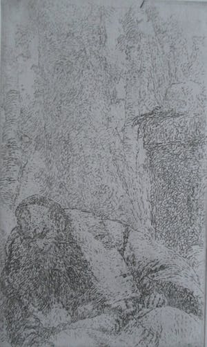 Gerard Bellaart - Ets Oude man in landschap kopen? Bied vanaf 15!