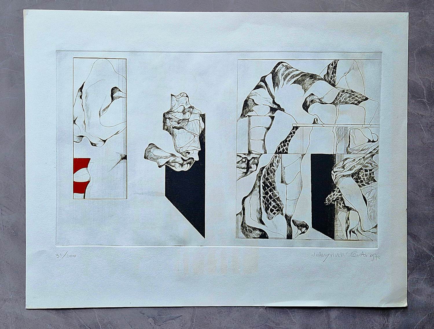 Gerti Bierenbroodspot - Grote kleuren Ets "Labyrinth"- 1970 - beperkte oplage (100) kopen? Bied vanaf 59!