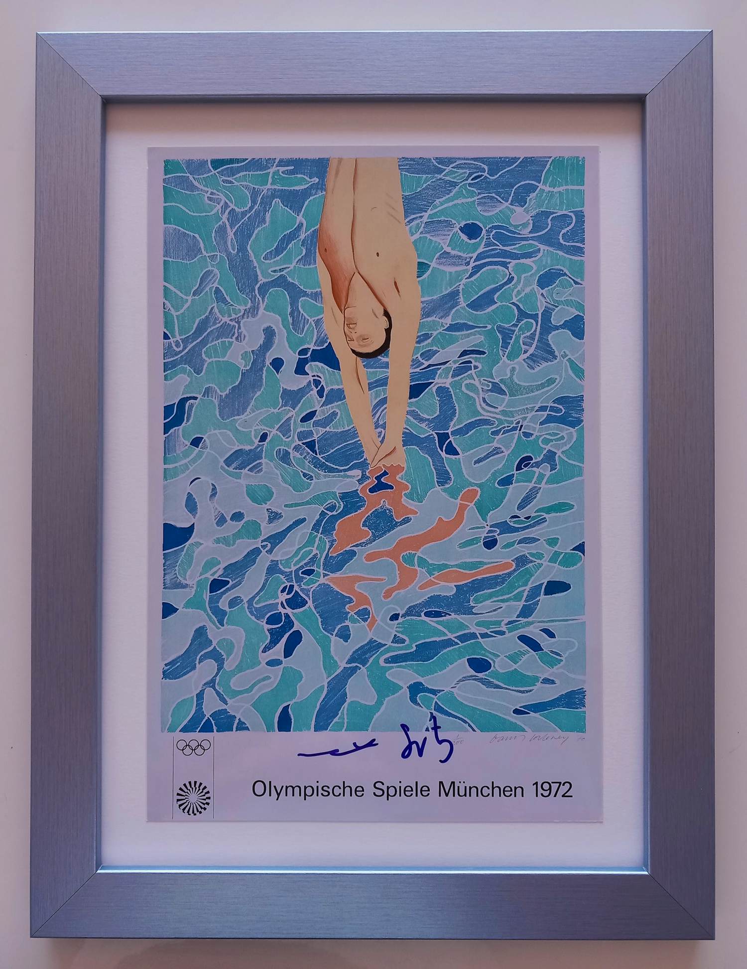 Buy David Hockney - The Diver – Gesigneerd door Mark Spitz? Bid from 185!