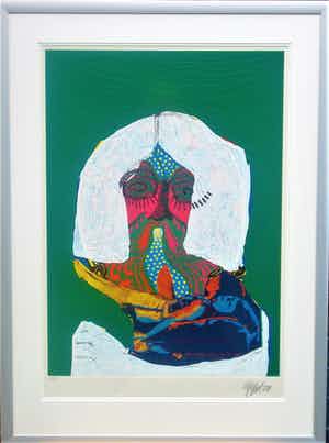 Karel Appel - The soft oriental, H/C ex. groot werk ,fantastisch gelijst! verkocht voor € 1750!