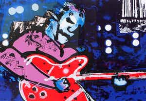 Herman Brood - ingelijste zeefdruk: Jimmy Hendrix (prachtige lijst!) verkocht voor € 550!