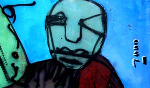 Herman Brood - acryl op zeildoek: Kop - 1999 (Groot!) + foto's Brood met werk kopen? Bied vanaf 3750!