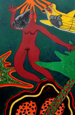 Corneille - Grote ingelijste zeefdruk - 1983 (prachtige lijst!) verkocht voor € 399!