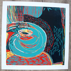 Diana van Hal - linosnede: La pêche II - 1992 kopen? Bied vanaf 35!