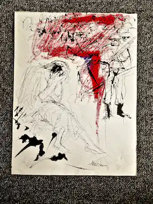Jacques Pecnard - Fraaie expressionistische gemengde techniek ""La folie de la guerre" gesigneerd verkauft für € 36!