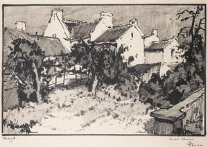 Arie Zwart - Stifttekening, Oude Haven te Thorn - Ingelijst kopen? Bied vanaf 70!