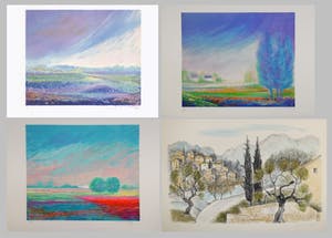 Chris de Moor - e.a: vier handgesigneerde grote (!) lithografien: Landschappen kopen? Bied vanaf 25!