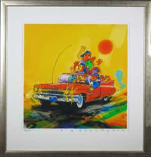Ad Verstijnen - Zeefdruk, Caddilac - Ingelijst (Groot) verkocht voor € 50!