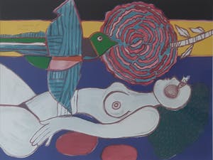 Corneille - " Nu a la Rose " Zeefdruk uit 1981 ( Groot) kopen? Bied vanaf 300!