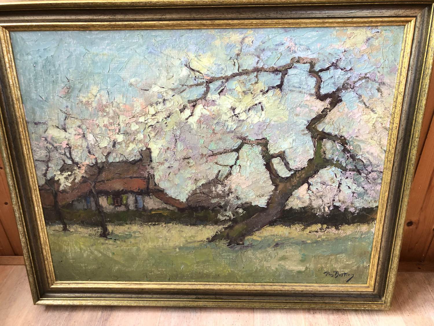 Prosper Bosteels - Boerderij , hooimijt en bomen in bloei. kopen? Bied vanaf 150!