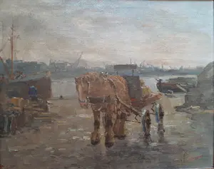 Cor Noltee - Pferd mit Wagen am Hafen kopen? Bied vanaf 2200!