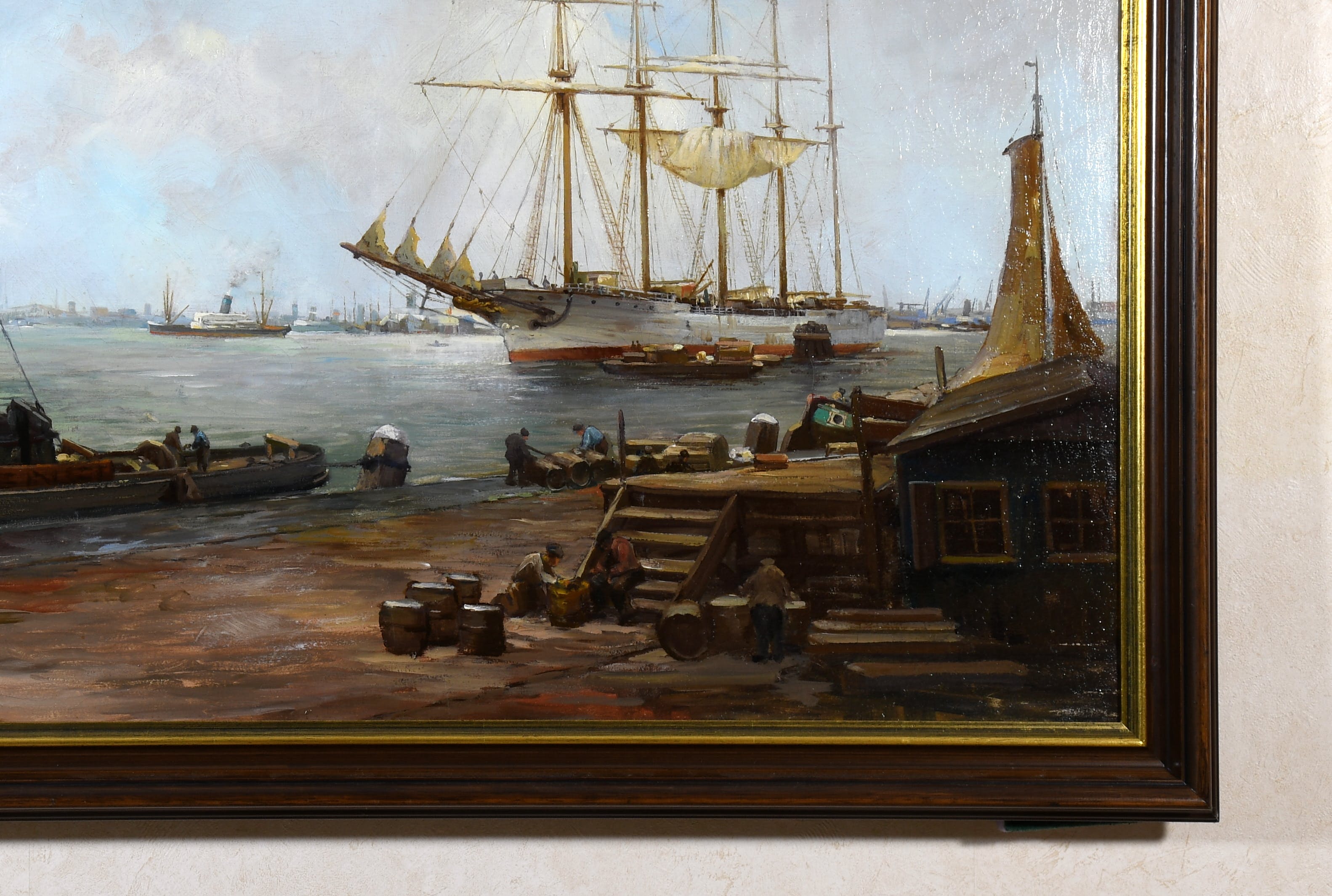 Carl August Streefkerk - Havengezicht - 't IJ - Amsterdam - Olieverf op doek - Gesigneerd l.o. kopen? Bied vanaf 250!