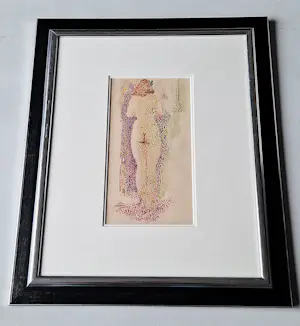 Theo Beerendonk - Bijzonder in 1967 pointillistisch geschilderd vrouwelijk naakt - mooi gelijst! kopen? Bied vanaf 265!