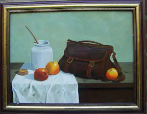 Niet of onleesbaar gesigneerd - Stilleven met appels en tas. C.M Rietveld kopen? Bied vanaf 10!