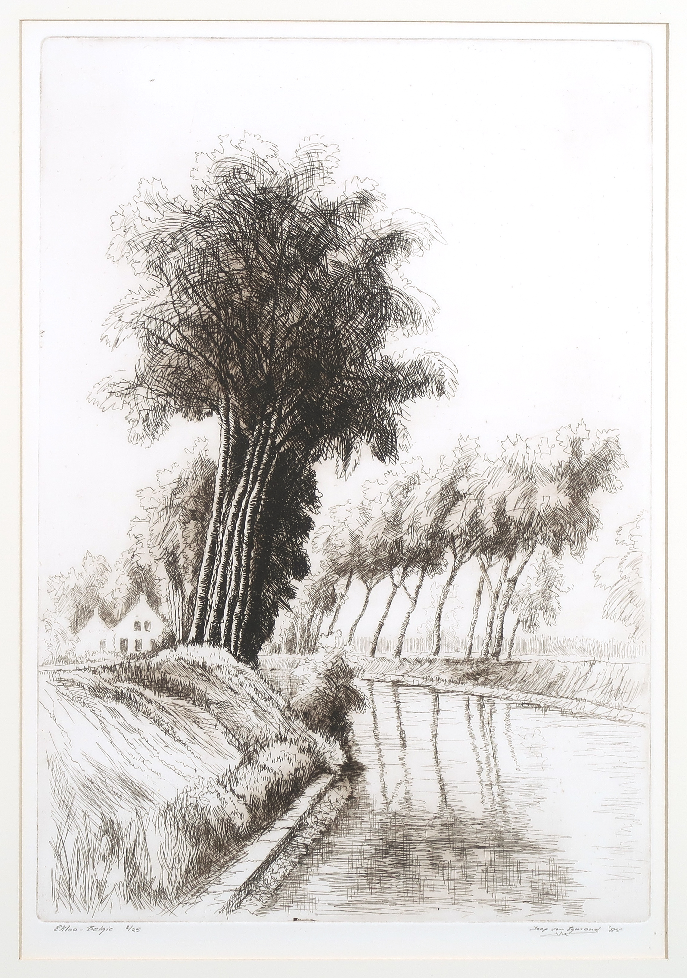 Joop van Egmond - Ets, Ekloo-Belgie - Ingelijst kopen? Bied vanaf 1!