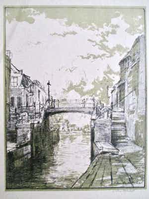 Johan Hendrik van Mastenbroek - Litho sluisje Rotterdam verkocht voor € 40!