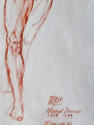 Margot Homan - Fraaie 1990 studie roodkrijt op papier tekening "Mercurius" mooi ingelijst kopen? Bied vanaf 50!