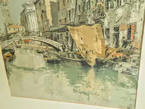 Hans Figura - Farb Radierung Aquatinta auf Seide Brücke in Venedig 50er Jahre handsigniert kopen? Bied vanaf 280!