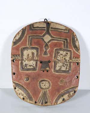 Teke - Houten masker met wit en rood pigment voor dansceremonies verkocht voor € 1!
