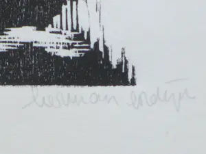 Herman Gordijn - Schimmige figuur op een trap - Houtsnede kopen? Bied vanaf 150!