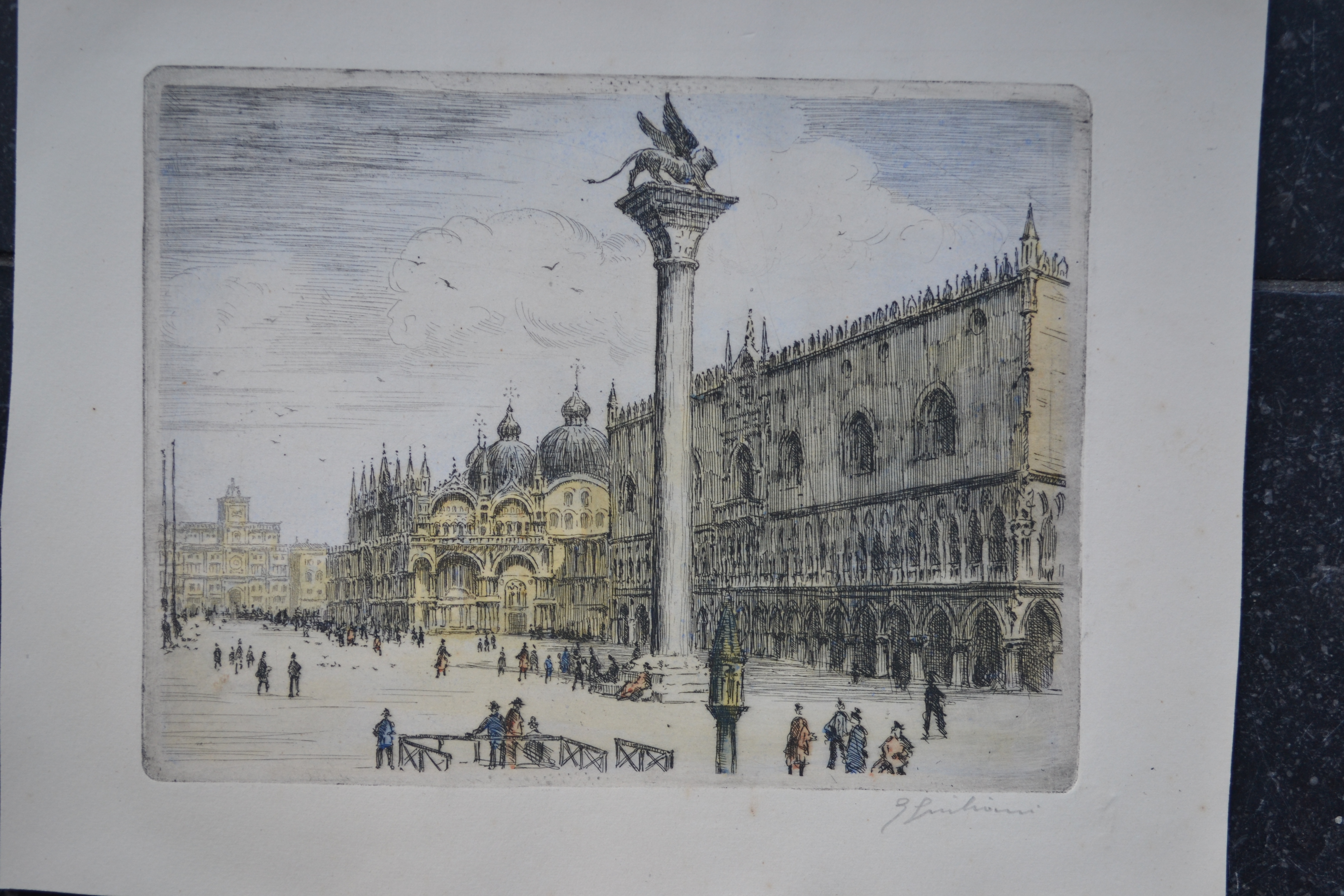 Giovanni Giuliani - 2 etsen - San Marco plein en Rialto brug - handgesigneerd kopen? Bied vanaf 1!