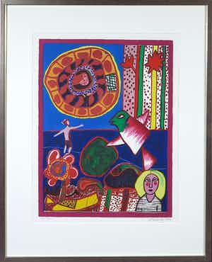 Corneille - Zeefdruk, Zonder titel - Ingelijst verkocht voor € 200!