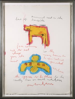 Anton Heyboer - Gouache en krijt op papier, Z.T. Dier en vogel - Ingelijst (Groot) kopen? Bied vanaf 200!