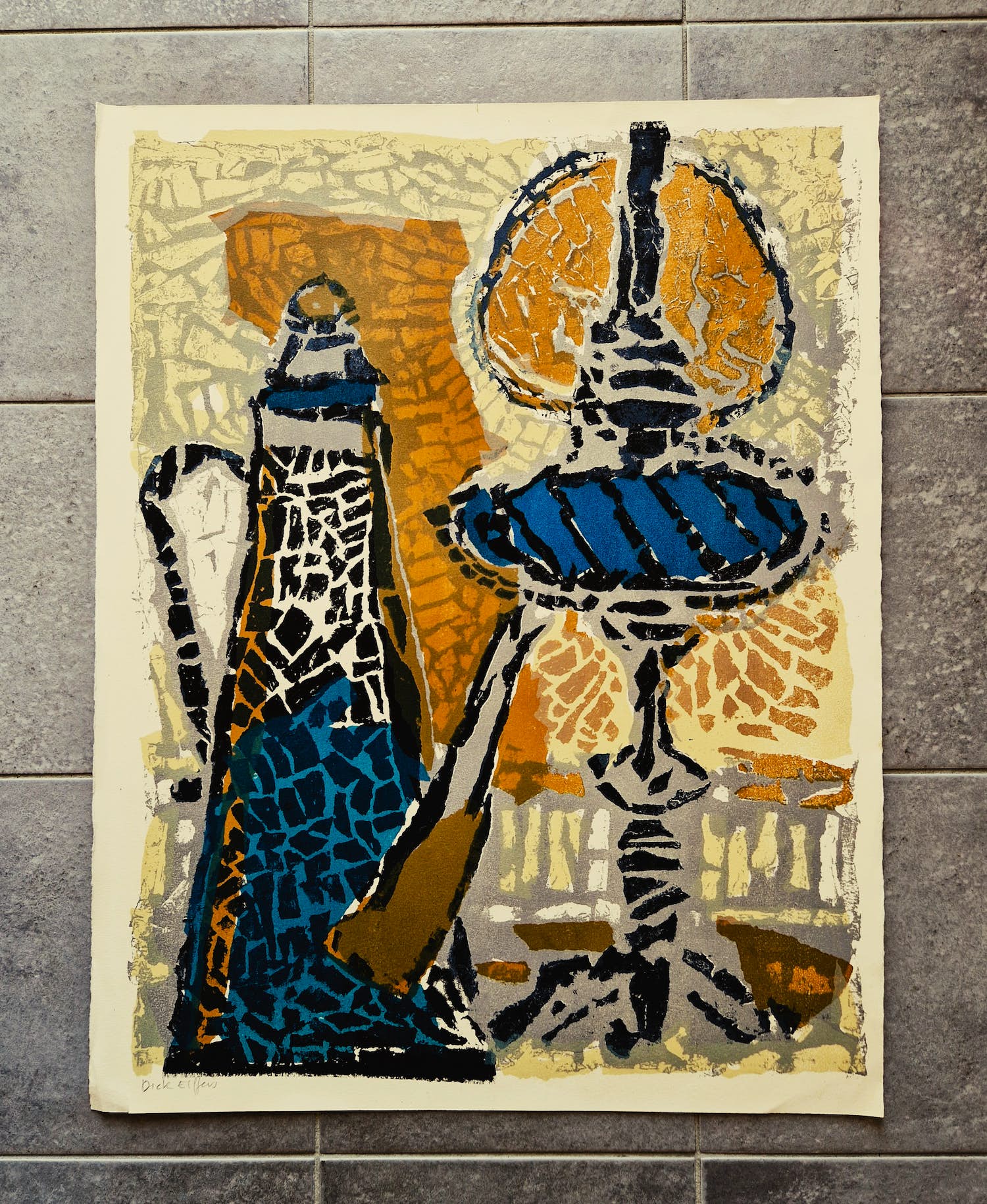 Dick Elffers - Grote Jaren 50 KleurenLitho "stilleven met petroleumlamp" proefdruk kopen? Bied vanaf 27!